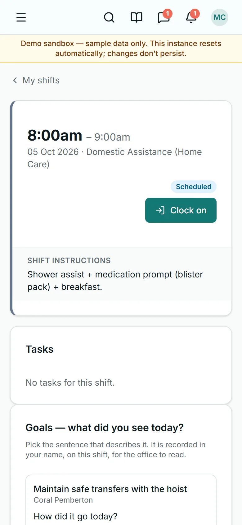 A shift, before you start