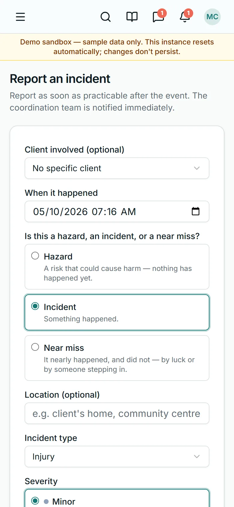 Report an incident