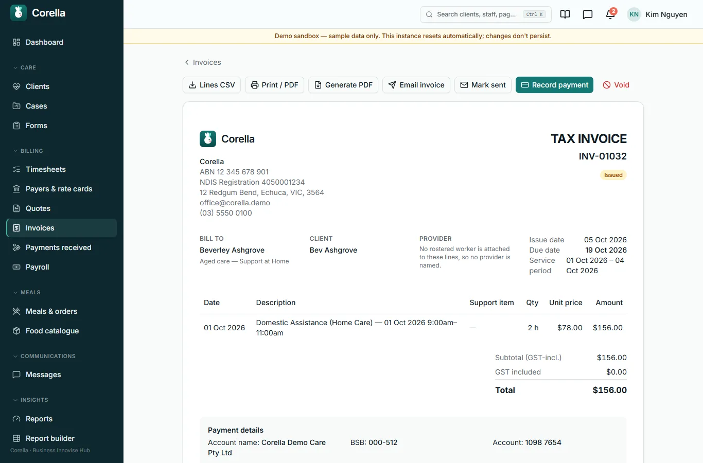 An invoice