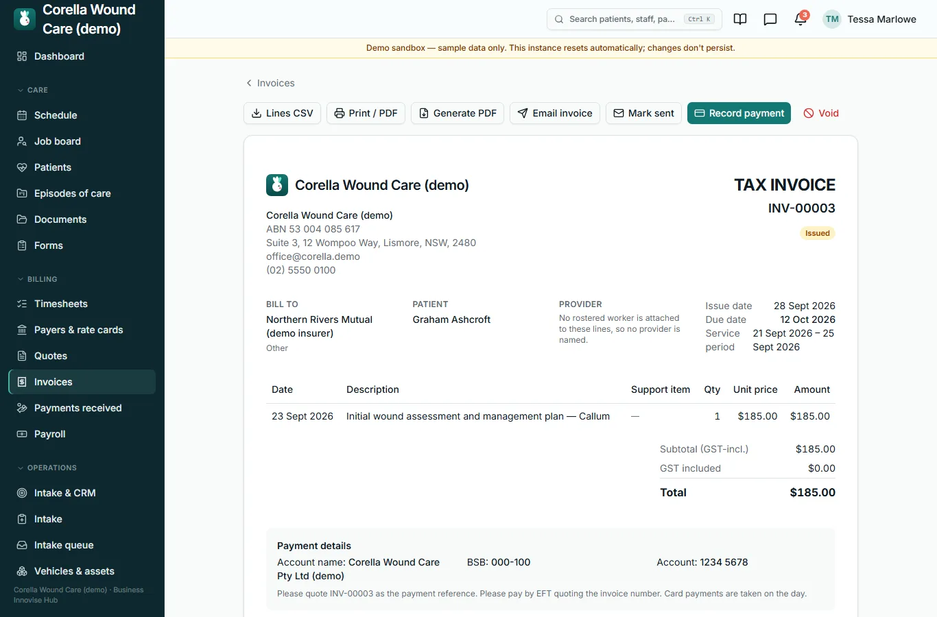 An invoice