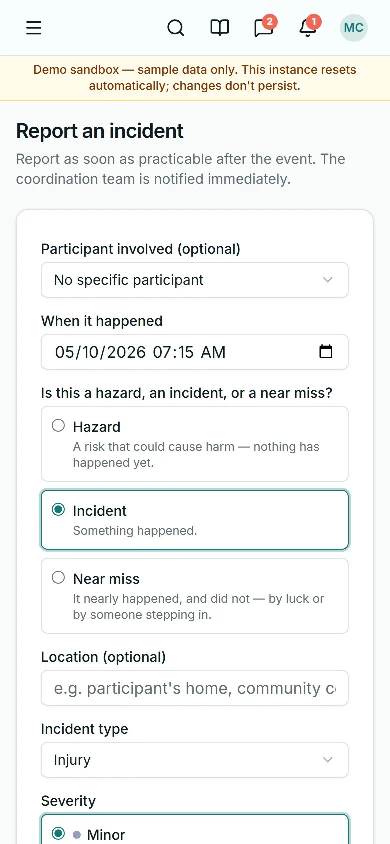 Report an incident