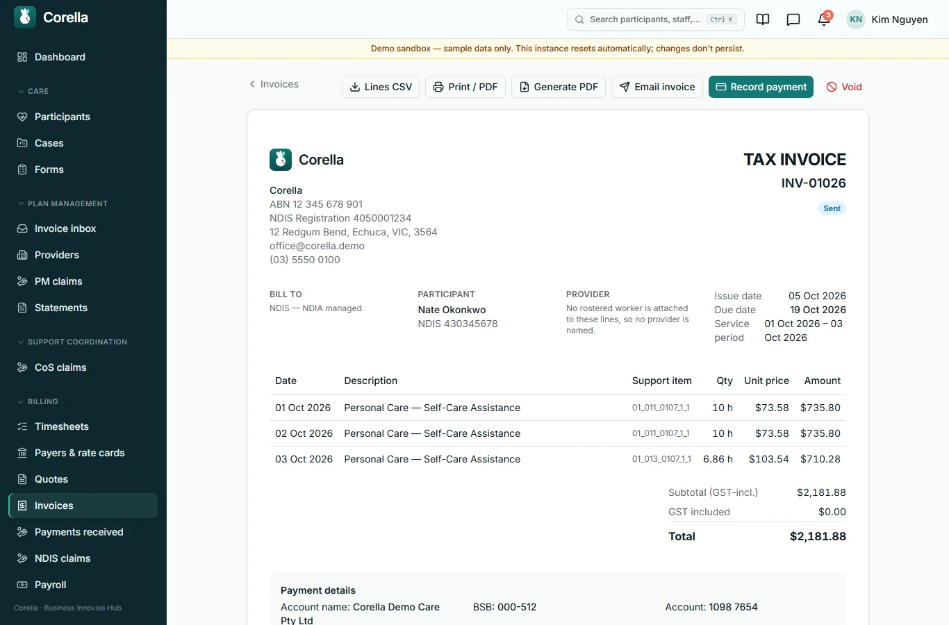 An invoice