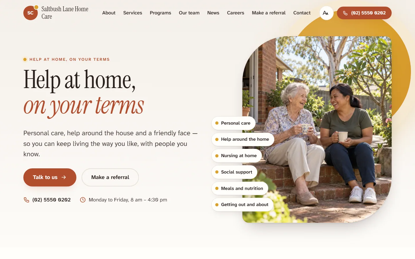 The Banksia website design on a desktop: the home page of a made-up practice