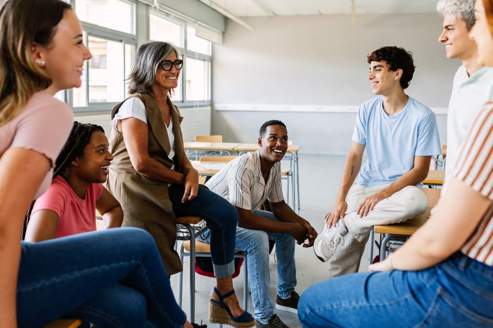A group talking together in a circle