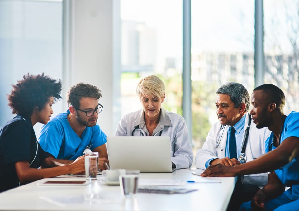 A team meeting around a table